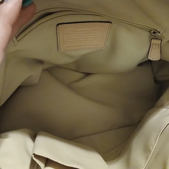 Coach Peyton Saffiano Leather Dome Satchel Cream Gold Champagne Metallic Bag - Picture 5 of 16